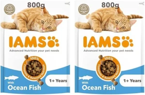 IAMS Complete Dry Cat Food for Adult 1+ Cats with Ocean Fish 800 g (Pack of 2) - Picture 1 of 12