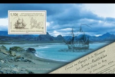 French Antarctic TAAF - "SHIPS ~ DISCV OF KERGUELEN ARCHIPEIPELAGO" MNH MS 2022 - Image 1 of 4