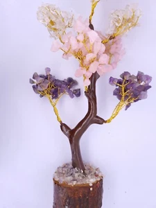 Cuarzo rosa natural, cuarzo cristalino y astillas de amatista árbol de piedra... - Imagen 1 de 2