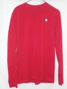 APPLE STORE EMPLOYEE sz M RED LONG SLEEVE 100% COTTON SHIRT  (S2) - Picture 1 of 6