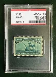US Scott 232 3c Columbian PH XFS PSE Graded 95, encapsulated