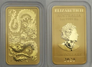 Gold Münzbarren 1oz "Rectangular Dragon" 2020 (Australien) Drache Barren - Bild 1 von 3