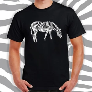 Zebra Printed T-Shirt Birthday Gift Black and White Animal Lover Size S - 5XL - Picture 1 of 2