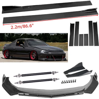 Carbon Fiber Front Bumper Lip Side Skirt/ Strut Rods For Honda Civic Del Sol - Imagem 1 de 4