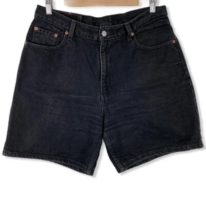 Vintage Levis Jean Shorts Size 12 Y2K Black Denim High Waisted Womens - Picture 1 of 5