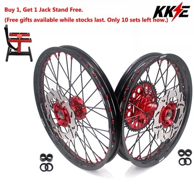 Ruedas de moto de cross KKE 21/19 para Suzuki RMZ250 07-2018 RMZ450 buje rojo radios negros Foto 1 de 4