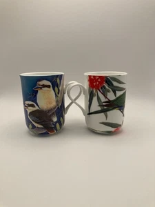 Maxwell & Williams Birds of Australia Kaffee Tee Becher Lorikeets Kookaburras 2er Set - Bild 1 von 7