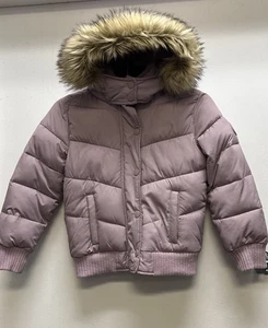 Abercrombie & Fitch Kids Size 7/8 Purple Hooded Puffer Jacket Coat Sherpa Lined - Picture 1 of 10