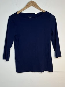 Chicos True Color Tee Navy Deep Blue 3/4 Top  Blouse 0 S - Picture 1 of 3