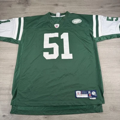New York Jets Football Jersey Mens XL Green NFL Football Jonathan Vilma Reebok - Image 1 of 4