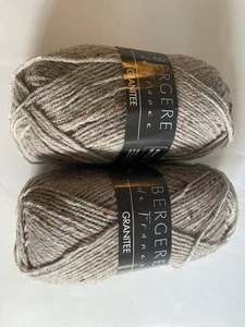 Lote de 2 madejas Bergere de France hilo de granito 232 gris jaspeado mezcla de lana - Imagen 1 de 4