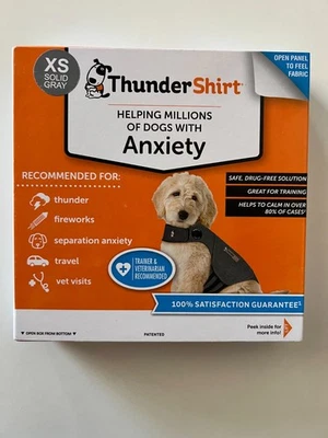 Thunder Shirt for Dogs, Dog Anxiety Relief Calming, Heather Gray Classic NEW- XS - Image 1 of 4