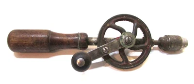 Antiguo taladro manual Primitivo Mohawk Shelburne NY EE. UU. Antiguo engranaje de manivela 11" Foto 1 de 4