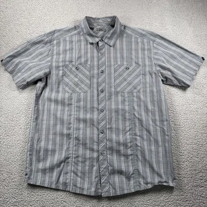 Rei Shirt Mens XL Short Sleeve Button Down Stripes Pockets Cotton Hiking Camping - Picture 1 of 13