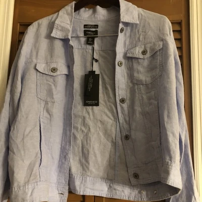 Jones and Co New York JNY Baby Blue 100% Linen Jacket | Women Size L - Image 1 of 4