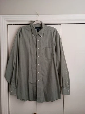 Brooks Brothers XL 男式无铁连衣裙 100% 棉绿色格子商务衬衫 — 第 1/4 张图片