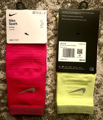 ¡NUEVO! NIKE SPARK Calcetín Tobillo Correr Ligero Volt, Rosa 2 Pares W11.5-13,M10-11 Foto 1 de 4
