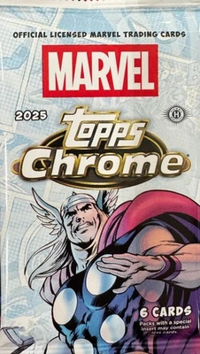 Paquete de pasatiempos cromados Topps Marvel Comics 2025 Foto 1 de 3