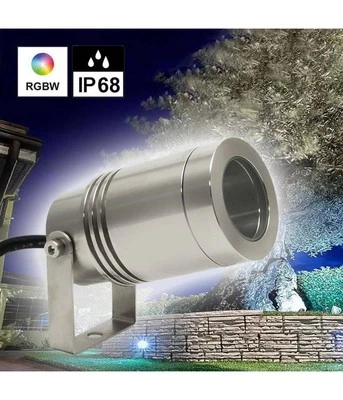 Mini Faretto Led 24v Ip68 Rgb 4000k Staffa Orientabile 8w Dmx Rgbw Luce Giardino - Immagine 1 di 4