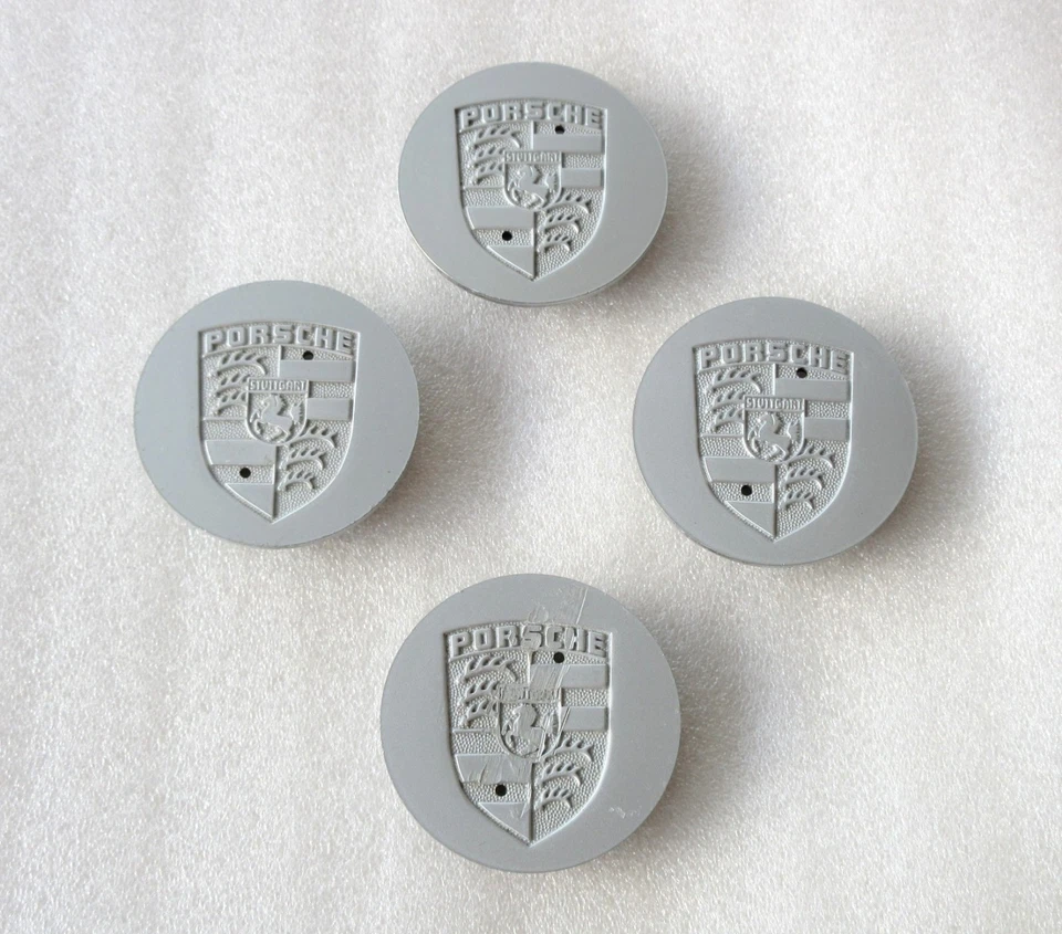 JUEGO DE 4 LLANTAS DE METAL ORIGINALES OEM PORSCHE 911 993 964 944 TAPA CENTRAL CRESTA INSERTADA Foto 1 de 4
