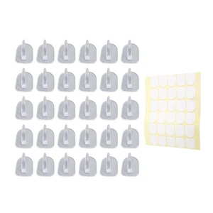 .›30 Pcs Adhesive Wall Hooks Non Marking No Drill Sticky Clear Hanging Hooks For - Picture 1 of 22