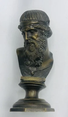 Antico Busto Bronzo Dioniso Omero G. Pollice Napoli Italia Scultura Grand Tour - Immagine 1 di 4
