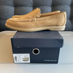 Peter Millar Men's Size 10.5 British Tan Excursionist Nubuck Venetian Loafer - Picture 1 of 12