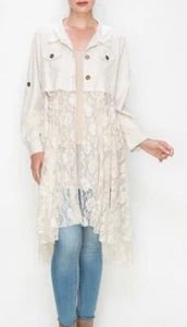 Nuevo cárdigan bohemio ORIGAMI plumero ENCAJE y gamuza camisa SM-3XL vintage occidental - Imagen 1 de 6