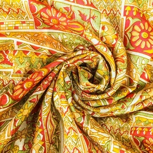 100% Vintage Pure Silk Sari Printed Recycled Saree Silk material Fabric PSS16507 - Picture 1 of 8