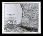 1874 Mapa łodygi Francja Paryż Plan Bordeaux Pyreny Rocheforte Tuluza Hiszpania