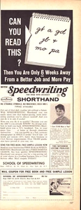 School of Speedwriting Shorthand Better Job More Pay Vintage Print Ad 1963 - Picture 1 of 4