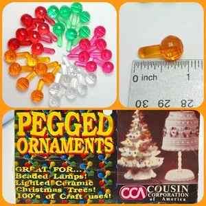 35 pc Vtg. Faceted Prism Ball Ceramic Christmas Tree Bulbs 5 Colors Replacement  - Picture 1 of 6