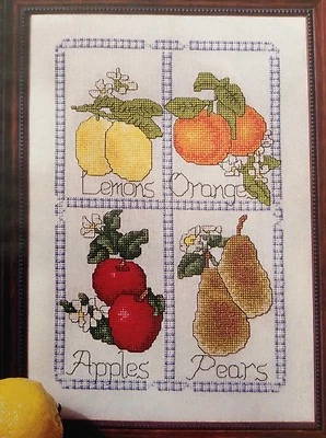 Lote de revista Country-Fresh Fruit padrão ponto cruz contado, Aida e fio dental - Imagem 1 de 3