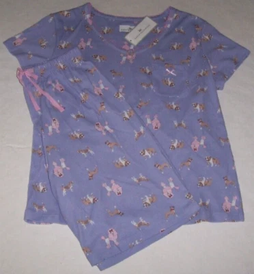 NUEVO CON ETIQUETAS Karen Neuburger Púrpura/Rosa PERRO GUARDERÍA BERMUDA Pantalones Cortos Conjunto de Pijama M PERROS Foto 1 de 4