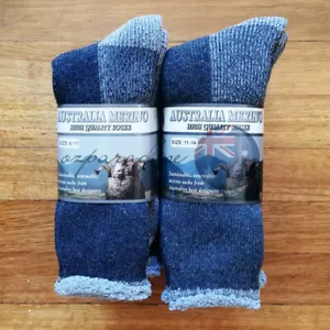 6-14 AUSTRALIAN MERINO WOOL WORK SOCKS CREW HEAVY DUTY EXTRA THICK CHARCOAL GREY - Picture 1 of 9