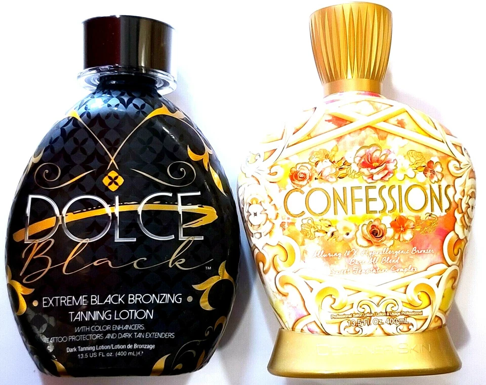 Loción para cama de bronceado Designer Skin Confessions 20x DHA y bronceador negro DOLCE Foto 1 de 1