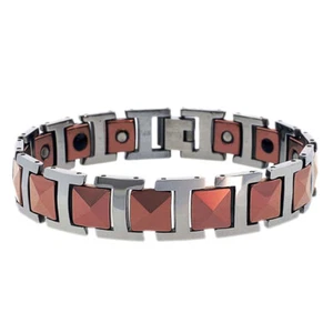 Men Women 14MM Ceramic Two Tone Square Link Triangular Facets Magnetic Bracelet - Picture 1 of 1