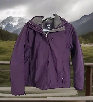 Abrigo con capucha Lands' End The Squall mediano 10-12 busto resistente al agua 20" L 23" Foto 1 de 4