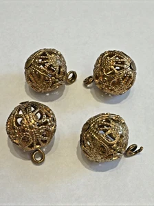 ZART! 4 Vintage Metallknöpfe/Halskette Anhänger Charms (je 1/2 Zoll) - Bild 1 von 4