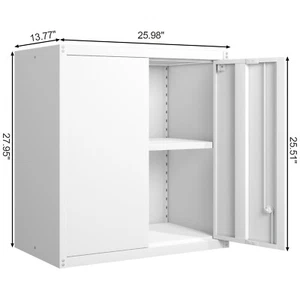White Floating Cabinet with Doors and Adjustable Shelf for Utility Room,Garage - Picture 1 of 8