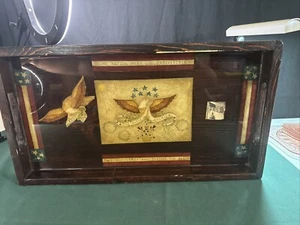 Vintage Patriotic Wooden Serving Tray Eagles, American Flag23x12.5’’ - Picture 1 of 16