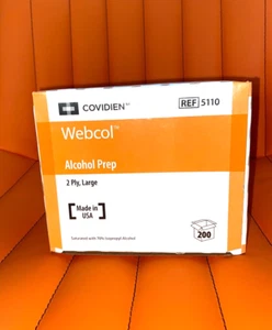 Webcol Alkohol Vorbereitung Pads, 200/Bx. 2-lagig, groß, Vlies, steril. Gesättigt - Bild 1 von 2
