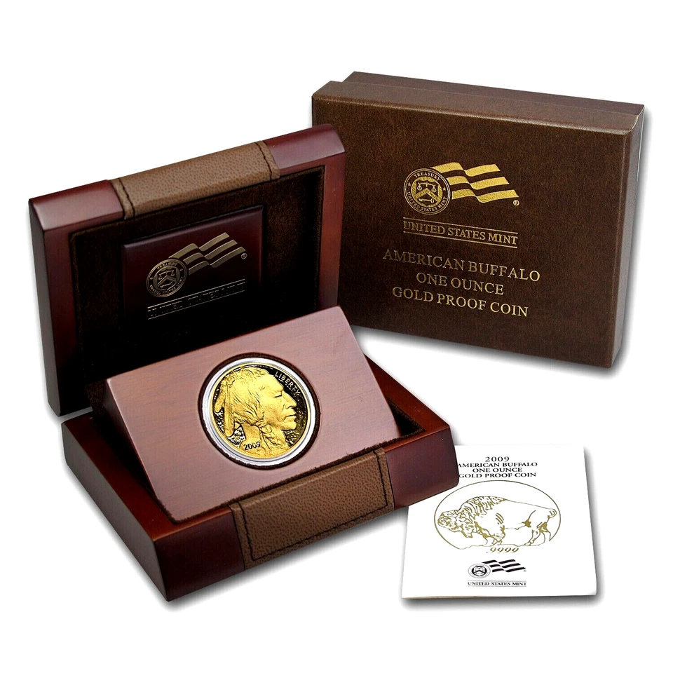 2009-W USA 1 Tr. Oz. Proof 9999 Gold Buffalo Coin Box & COA - Image 1 of 4