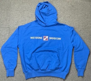WE11DONE blauer gepatchter Mirror Logo Herren Langarm Hoodie Größe Medium - Bild 1 von 16