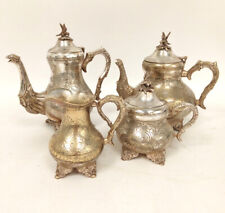 Vintage EPNS Silver Plated 4 Piece Tea Set Tea Pot Water Pot Sugar Bowl Milk Jug