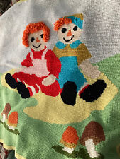 Vintage Raggedy Ann And Andy Blanket Throw Crocheted And Material