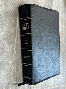 ✝️ NIV Reference Bible Bonded Leather 1984 1986 Large Print - Imagen 1 de 13