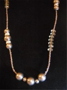 NECKLACE AND EARRINGS SET 28" NEW WITH TAGS 2 PIECE SET SMOKED GRAY BEADED - Picture 1 of 3