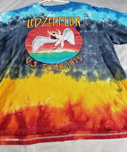 Camicia Uomo Led Zeppelin Grande Tie Dye U.S. Tour 1975 - Foto 1 di 7