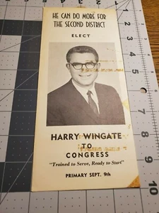 Harry Wingate for Congress 1957 folleto triple - Pelham Georgia - Imagen 1 de 4